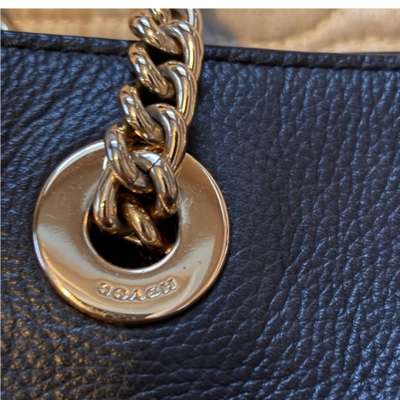 Coach Black Turnlock Chain Pebble Leather Tote Bag (57107) EUC - Picture 3 of 5